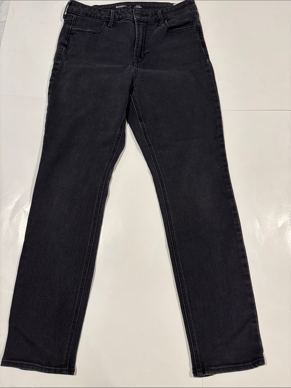 Old Navy women’s black high rise straight leg jeans size 10